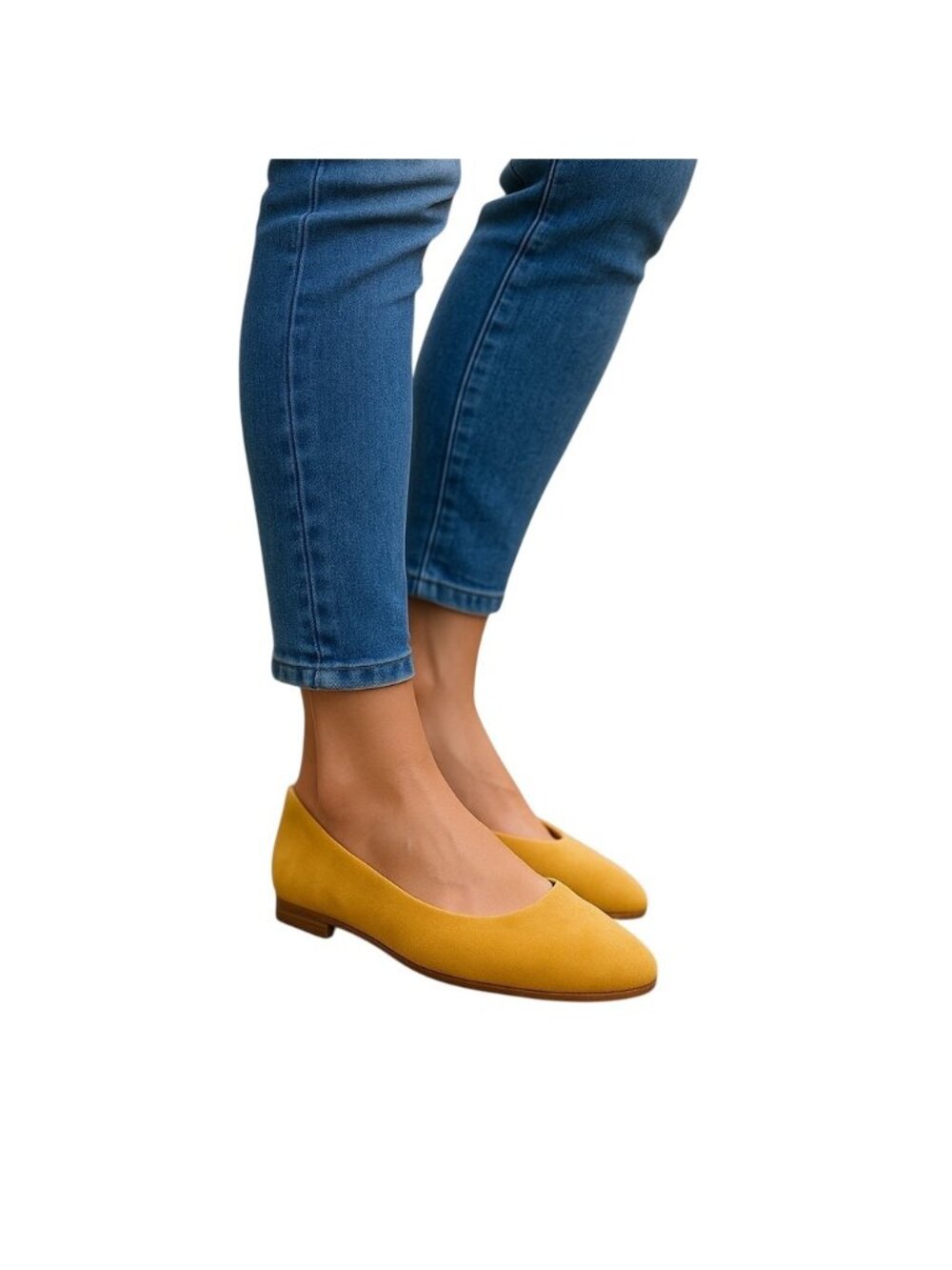 Crown Vintage Suede Ballet Flats Mustard Size 6 Minimalist Coastal Cottagecore